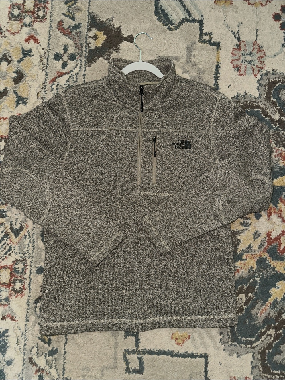 The North Face Men's Gordon Lyons Beige Quarter-Zip Fleece Pullover
